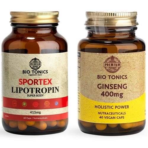 Bio Tonics Πακέτο Προσφοράς Lipotropin 415mg Συμπλήρωμα Διατροφής για Απώλεια Βάρους 60 caps & Ginseng 400mg Τόνωση του Οργανισμού 40veg.caps